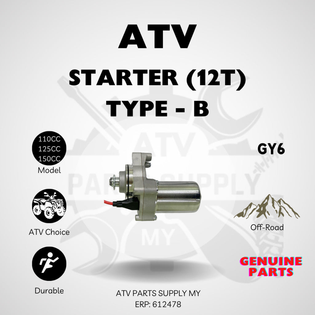 Avviamento ATV 125cc | 12T | Tipo B per GY6 | Small Bull | 110cc | 125cc | 150cc | Pronto Magazzino📌