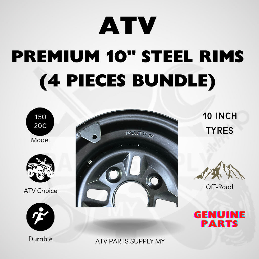 Cerchi in acciaio premium per ATV in pronta consegna per pneumatici da 10 pollici (1 set), GY6, MIKILON, TAO MOTOR, 150CC, 200CC