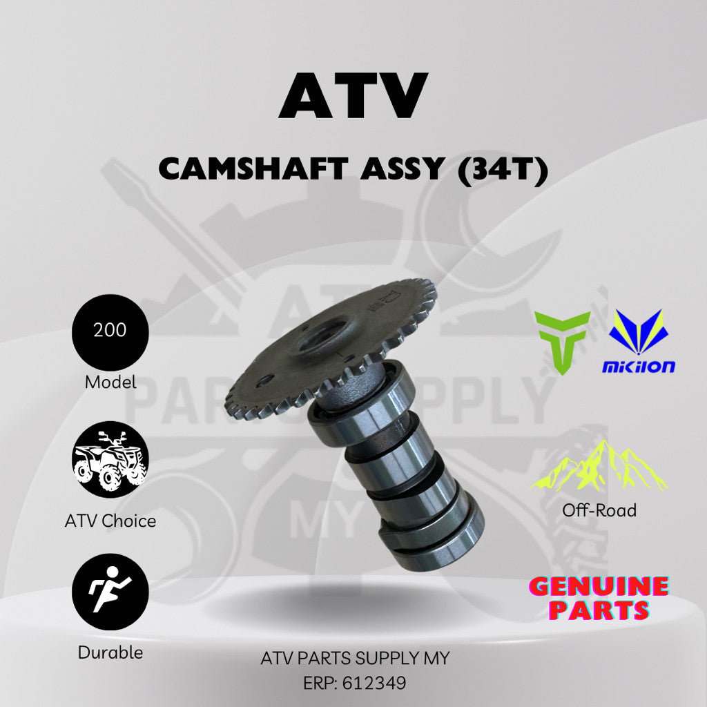เพลาลูกเบี้ยว ATV 34T | ชุดลูกปืนตุ๊กตาเพลาข้อเหวี่ยง | ครบชุดสำหรับ Mikilon Hammer 200 | U38 | Tao Motor | 200cc