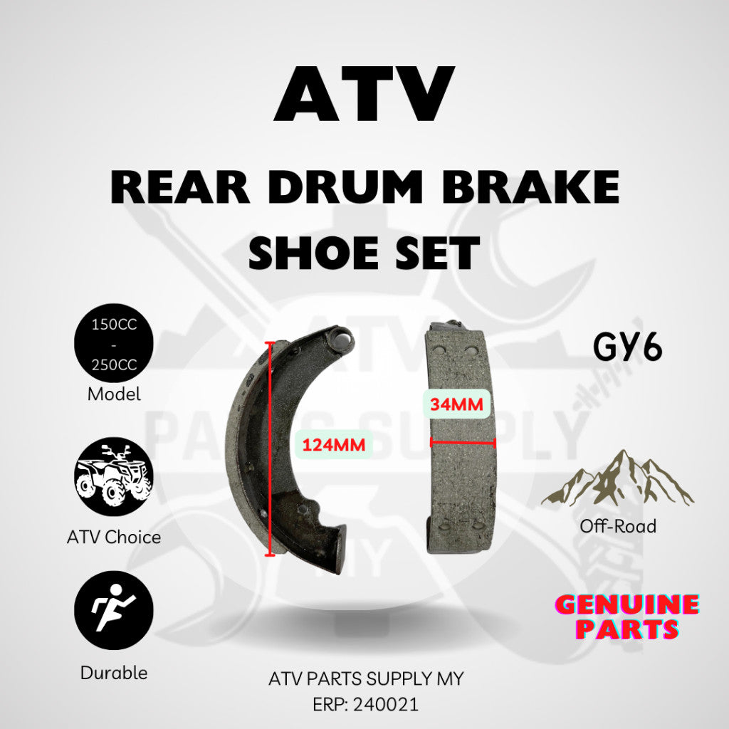 ATV Rear Drum Brake Shoe Set for ATV Big Hammer / Big Bull / GY6 / 150CC / 200CC / 250CC | Ready Stock