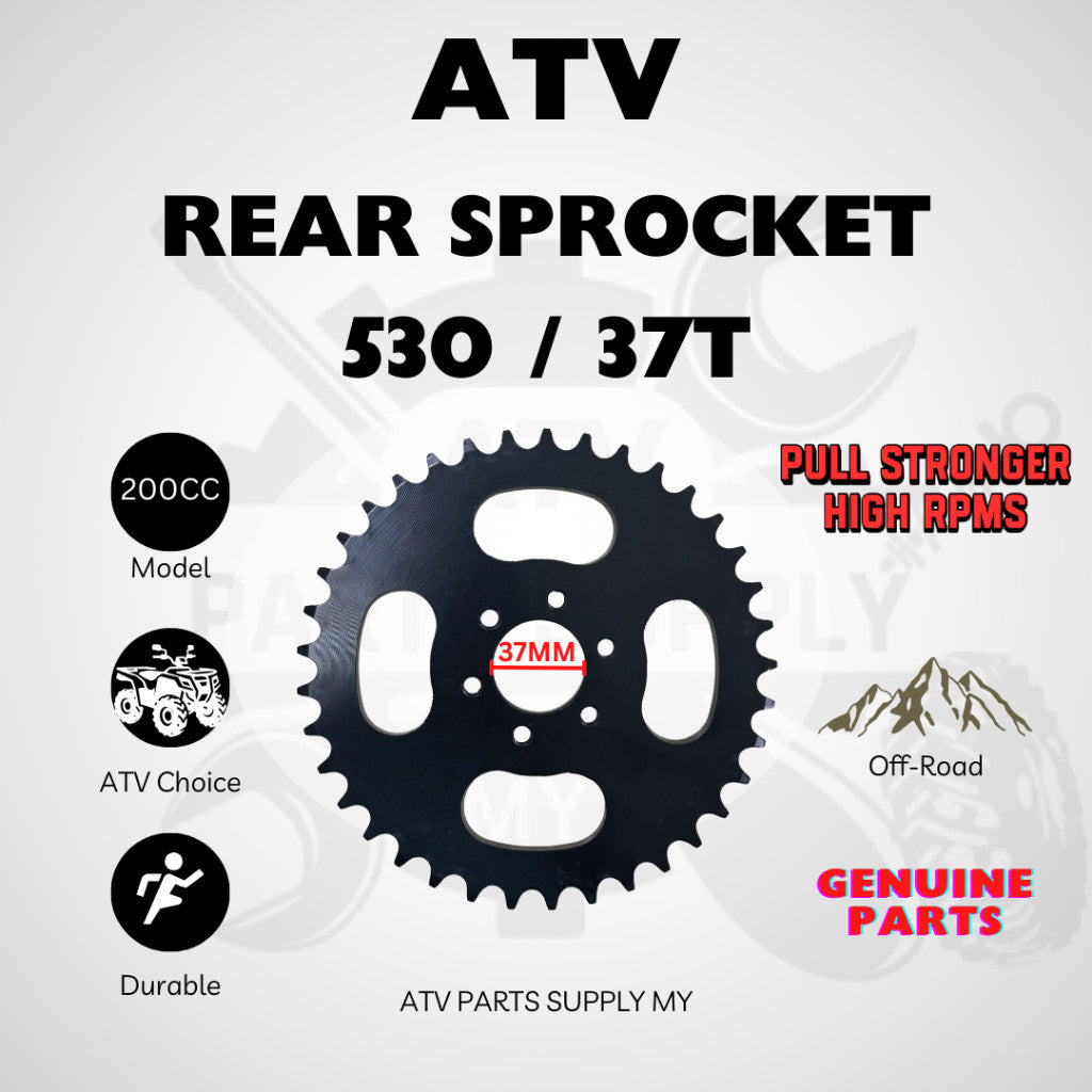 ATV Rear Sprocket 530 / 37T for Mikilon Hammer 200 | U38 | GY6 | High Torque | Lower Top Speed