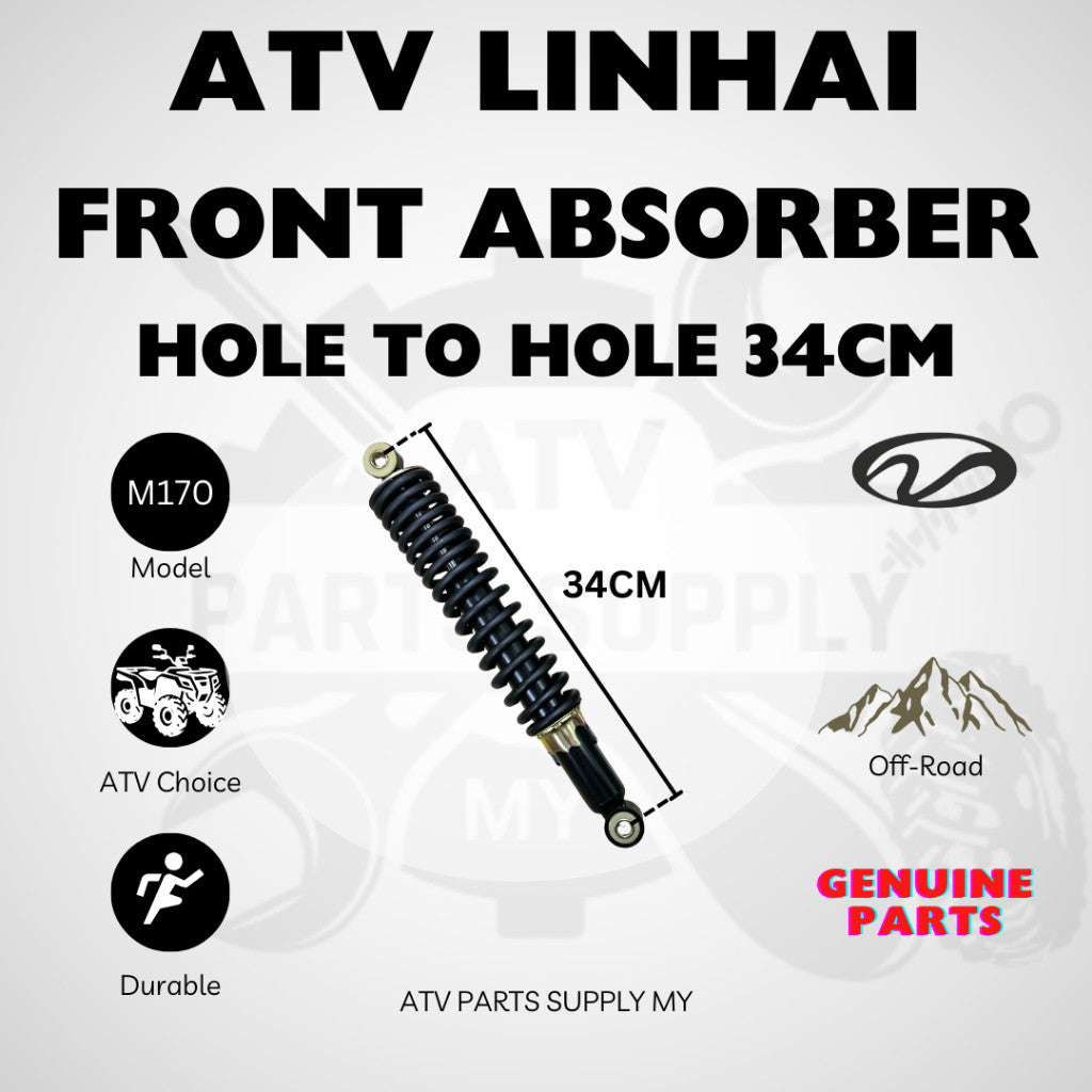 ATV Linhai M170 | ชุดโช้คหน้าเดิม | รูถึงรู 34 ซม. | อะไหล่แท้ Linhai | 150 ซีซี | 200 ซีซี