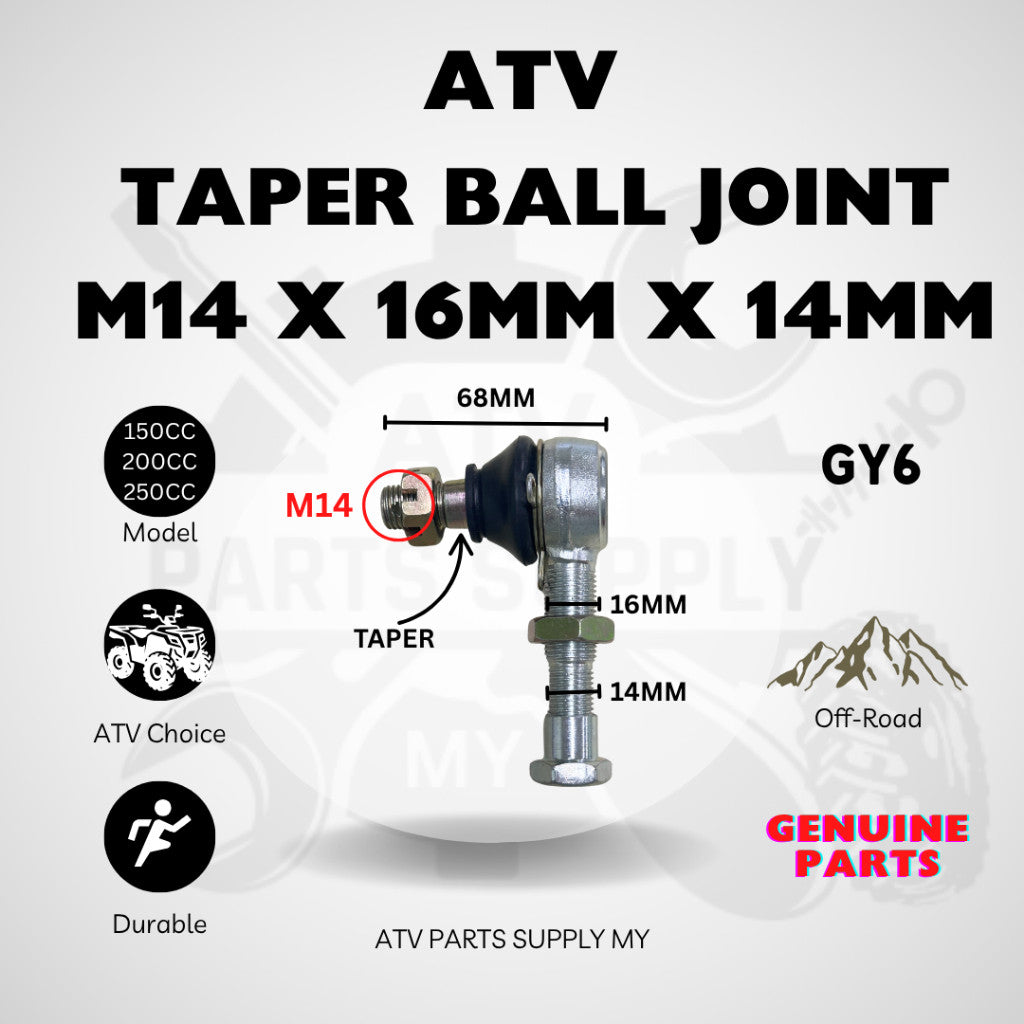 ATV Taper Ball joint | Taper Tie Rod End | M14 x 16MM x 14MM | GY6 200CC | UTV 250CC