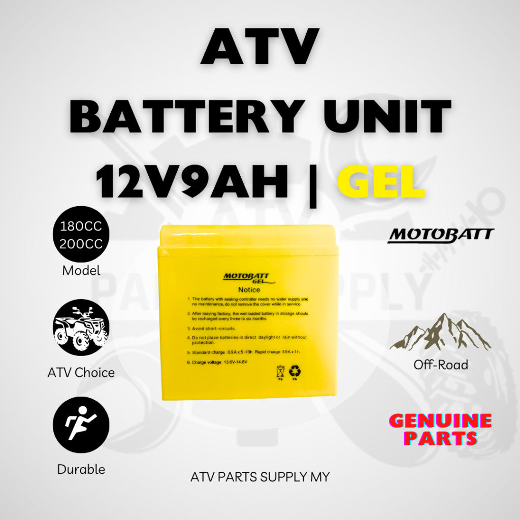ATV MOTOBATT Battery Unit | Gel Battery | 12V9AH | for Mikilon | Linhai | Tao Motor | GY6 | 200CC