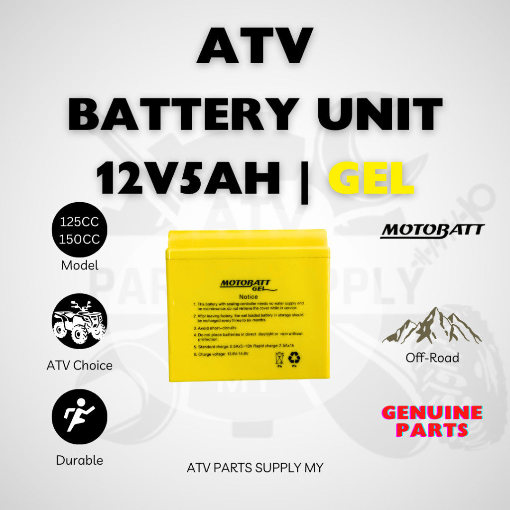 ATV Battery Unit | Gel | Motobatt | 12V5AH | for 125CC | 150CC | GY6 | LEM | Mikilon | Original Motobatt | Bateri
