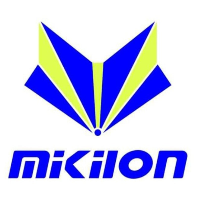 Mikilon logo with blue and green design on a white background
