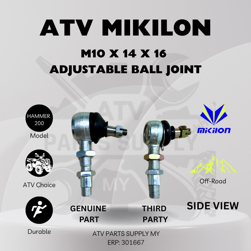 ATV Ball Joint | Tie Rod End for Mikilon Hammer 200 | U28 | U38 | U68 | M10X14MMx16MM | Original Parts
