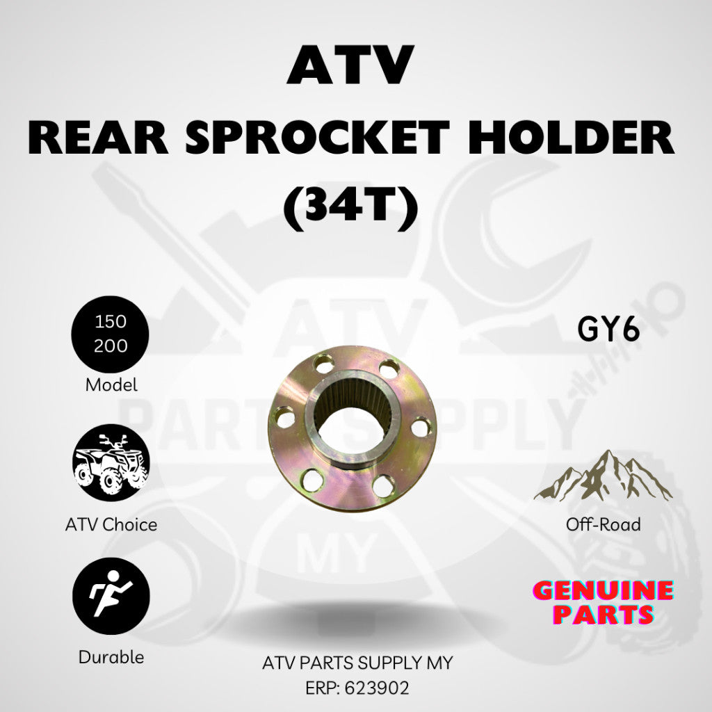 ATV GY6 Heavy Duty Rear Axle 820MM / 34T | Rear Brake Disc Holder | Sprocket Holder | Wheel Hub | Wheel Nut Set