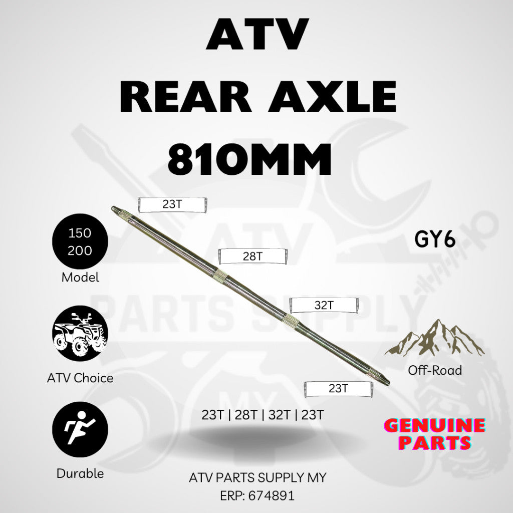 Assale Posteriore ATV 810mm (32T) | Dado M20 | GY6 | Big Bull | 150cc | 200cc | Pronto Magazzino 📌