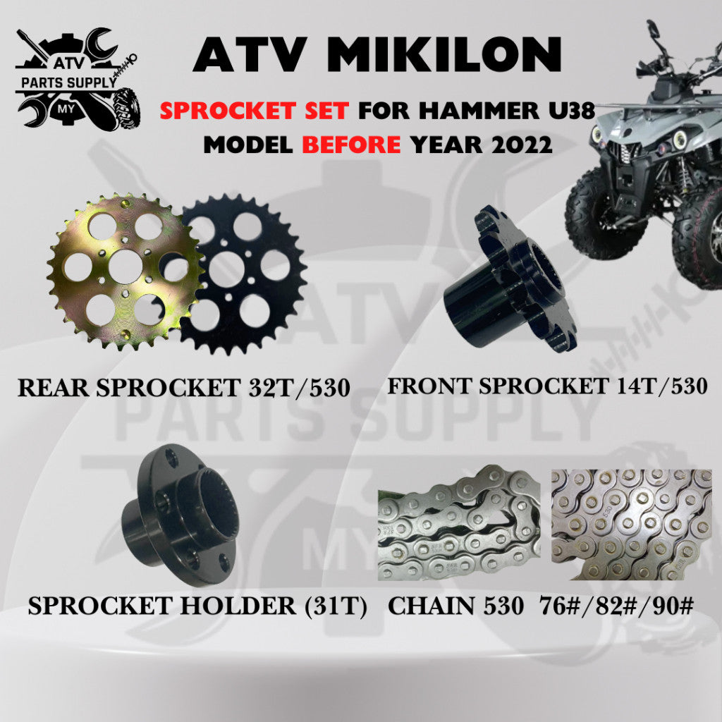 ATV Mikilon Hammer 200 U38 | Pignone Anteriore, Pignone Posteriore, Portapignone, Catena | Pronto Magazzino 📌Ricambi Originali📌