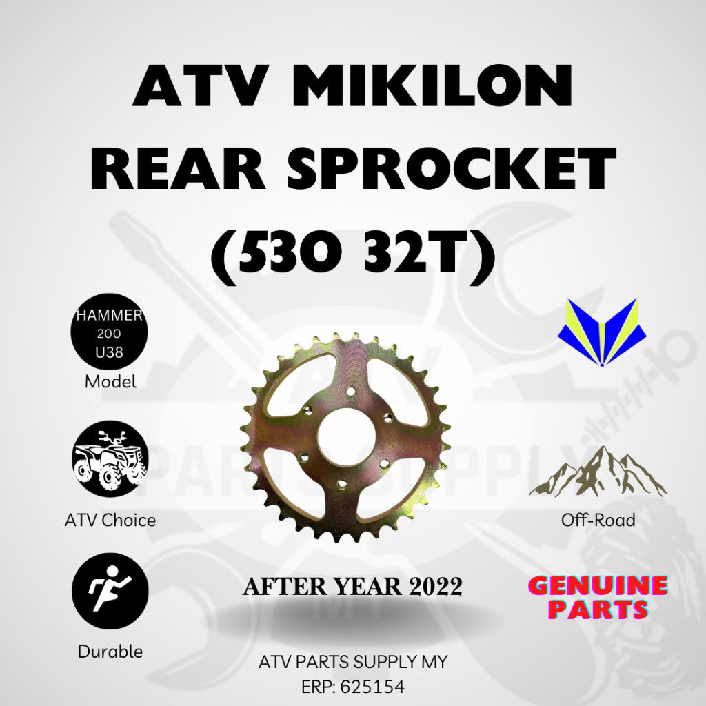 ATV Mikilon Hammer 200 U38 (NUOVO) | U68 | Pignone Anteriore, Corona Posteriore, Porta Corona, Catena 530 | Pronto Magazzino