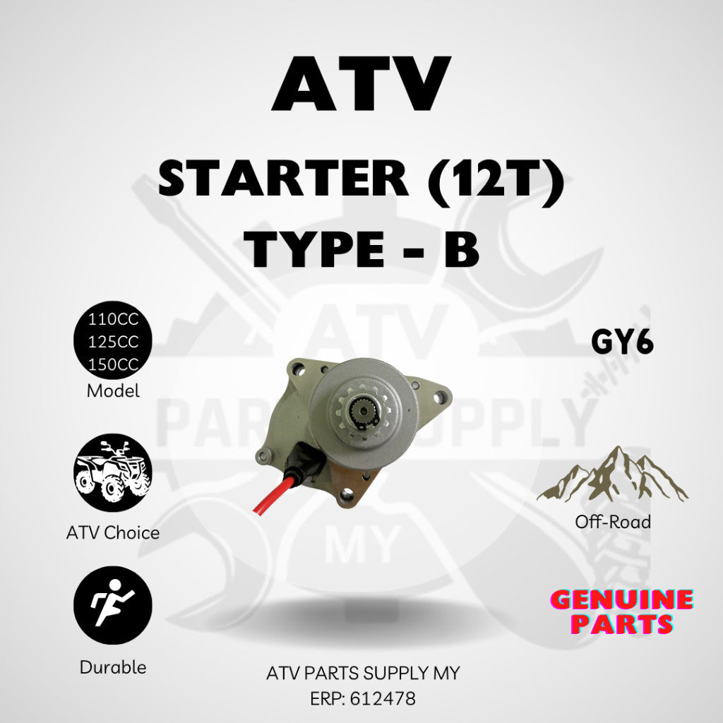 Avviamento ATV 125cc | 12T | Tipo B per GY6 | Small Bull | 110cc | 125cc | 150cc | Pronto Magazzino📌
