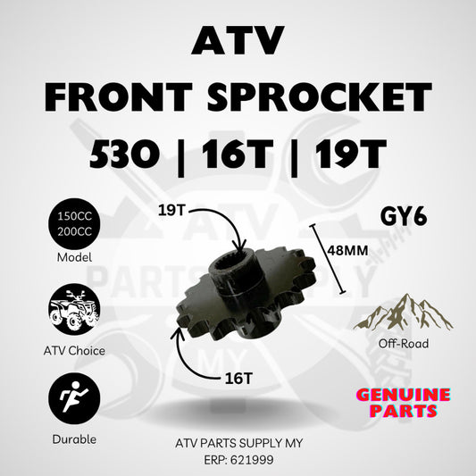 Pignone anteriore ATV 530 | 16T | 19T (interno) | 48 MM per GY6 | 150CC | 200CC | Pronto magazzino