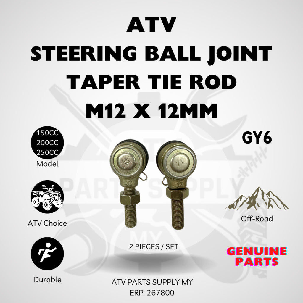 ATV M12 Taper Steering Ball Joint | Taper Tie Rod | M12X12MM | 1 Pair Set for GY6 | 150CC | 200CC | 250CC | Ready Stock