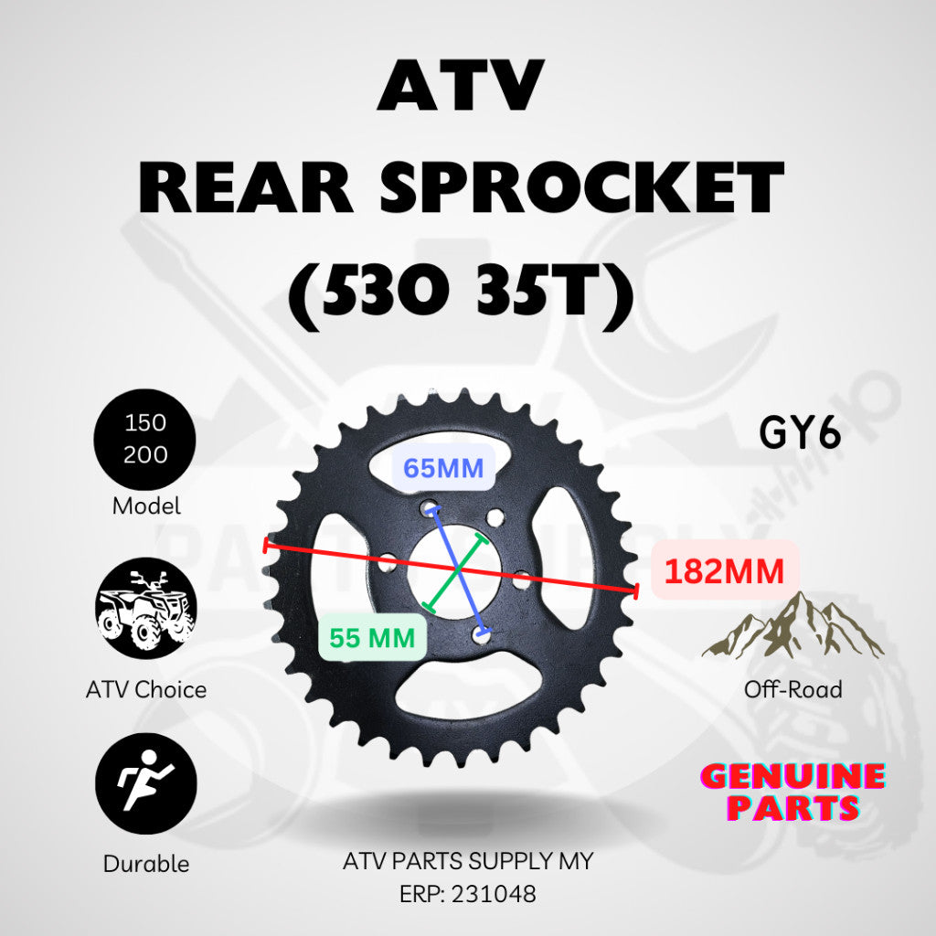 ATV GY6 Heavy Duty Rear Axle 820MM / 34T | Rear Brake Disc Holder | Sprocket Holder | Wheel Hub | Wheel Nut Set