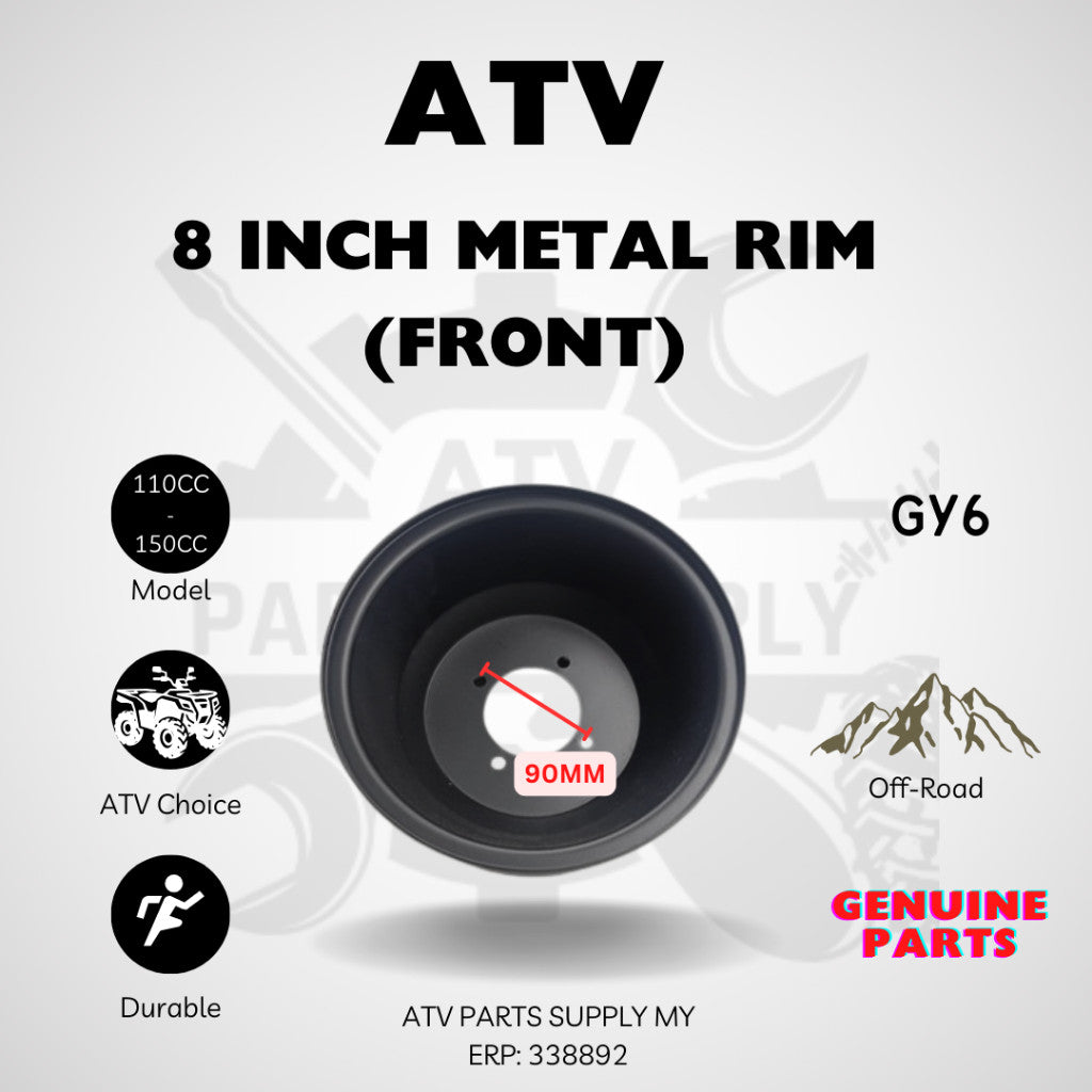 Ready Stock📌 ATV 8 Inch Metal Rims, Front & Rear (Wheel Hub 110MM / 90MM)