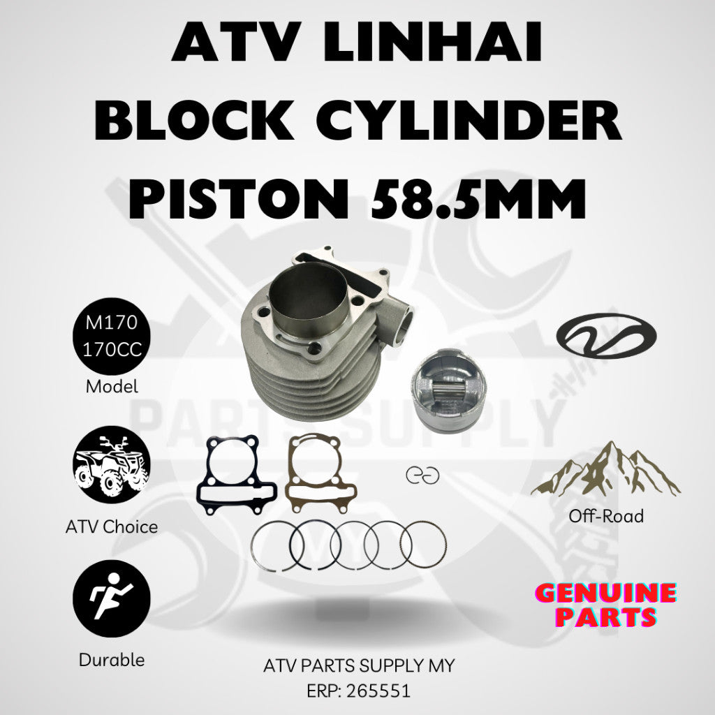 ATV Block Cylinder Piston 57.4mm | 58.5mm for Linhai M150 | M170 | Original Linhai Part | Ready Stock