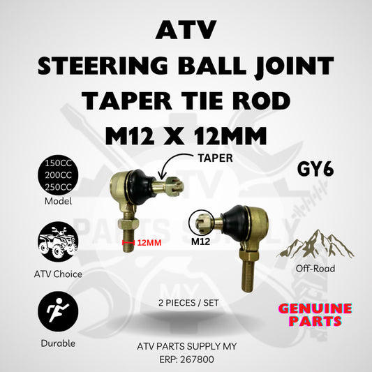 ATV M12 Taper Steering Ball Joint | Taper Tie Rod | M12X12MM | 1 Pair Set for GY6 | 150CC | 200CC | 250CC | Ready Stock