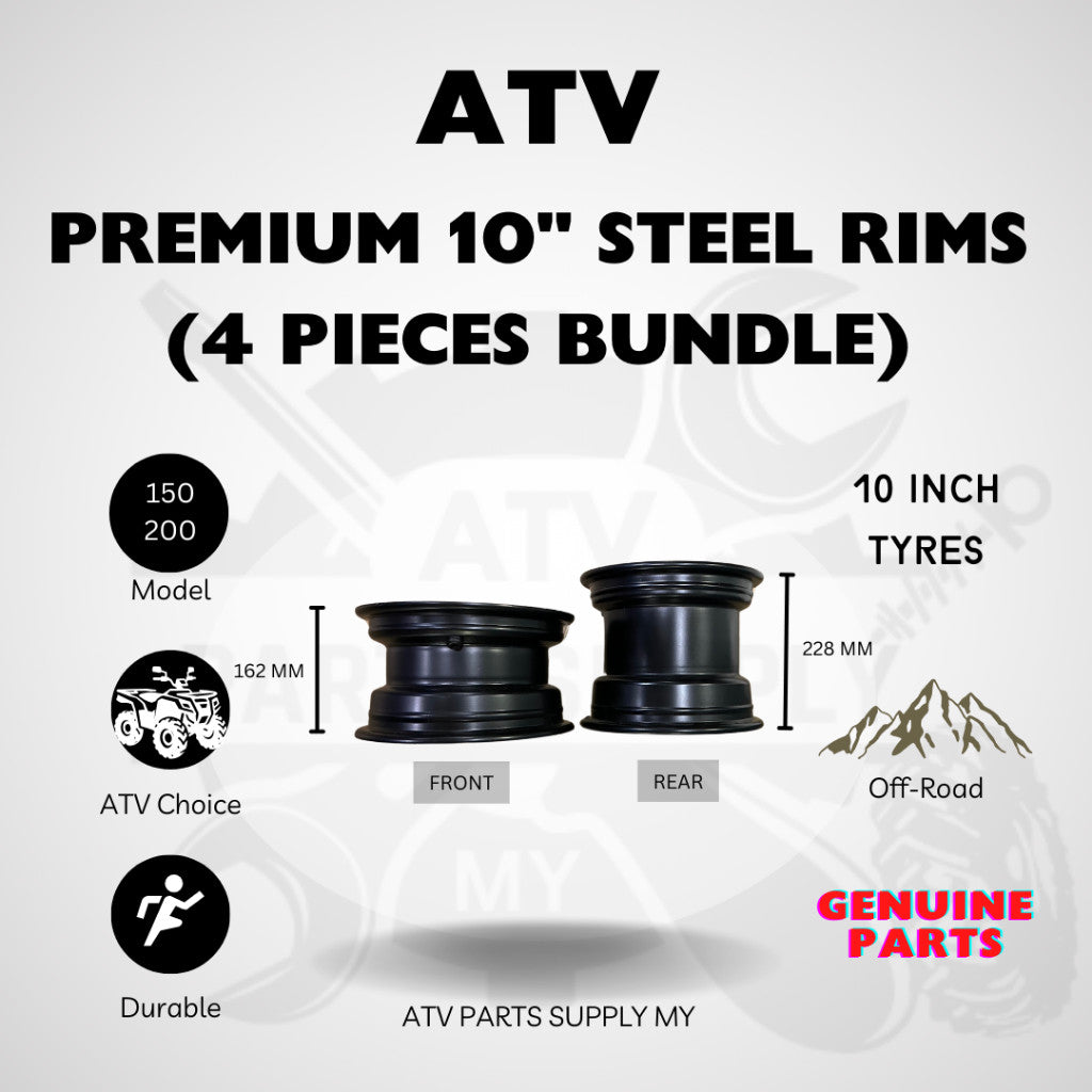 Cerchi in acciaio premium per ATV in pronta consegna per pneumatici da 10 pollici (1 set), GY6, MIKILON, TAO MOTOR, 150CC, 200CC