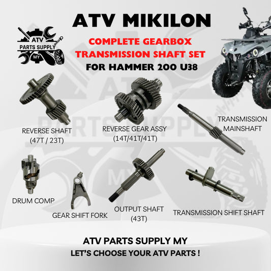 ATV Mikilon Hammer U38 | Reverse Shaft | Output Shaft | Reverse Gear | Transmission Shaft | Drum | Shift Fork | Gear Box