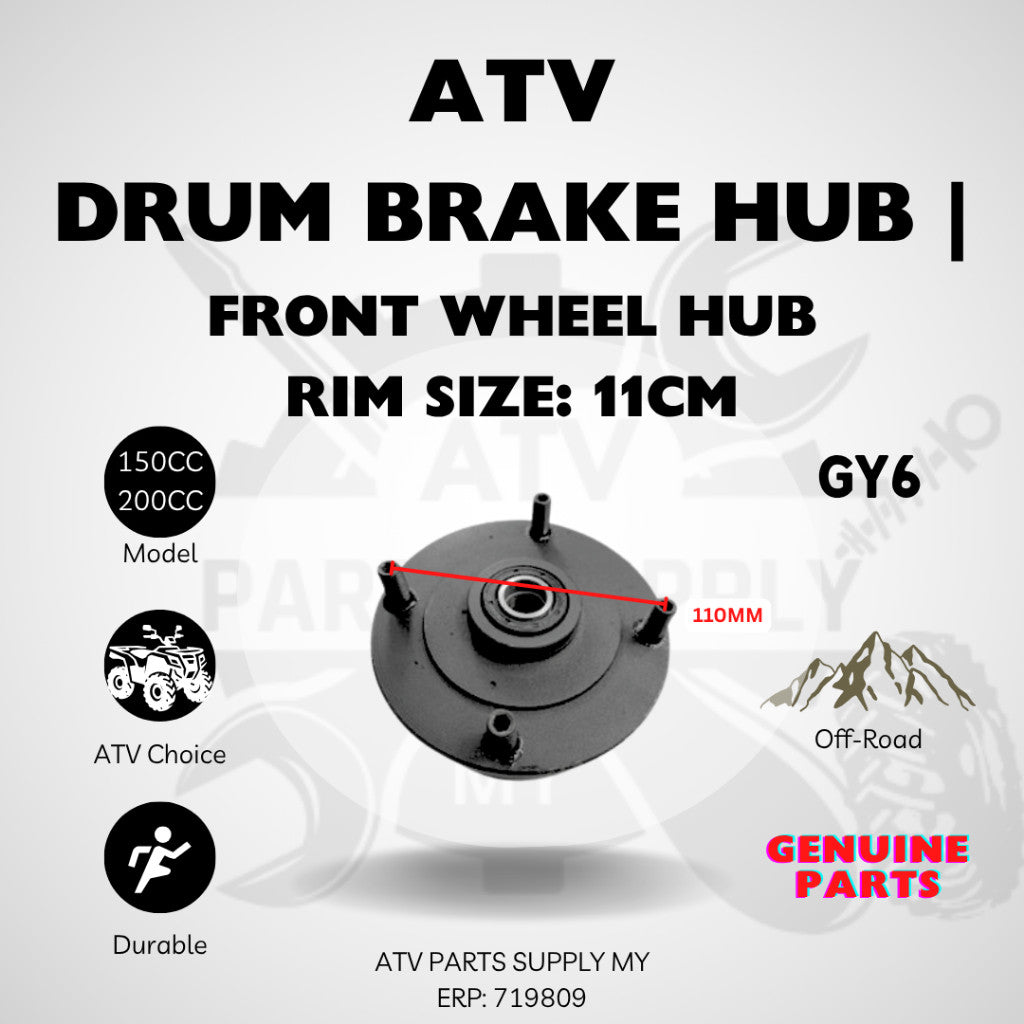 Mozzo ruota freno a tamburo ATV | Dimensione cerchio: 11 cm | 4 fori | GY6 | Big Bull | 150CC | 200CC