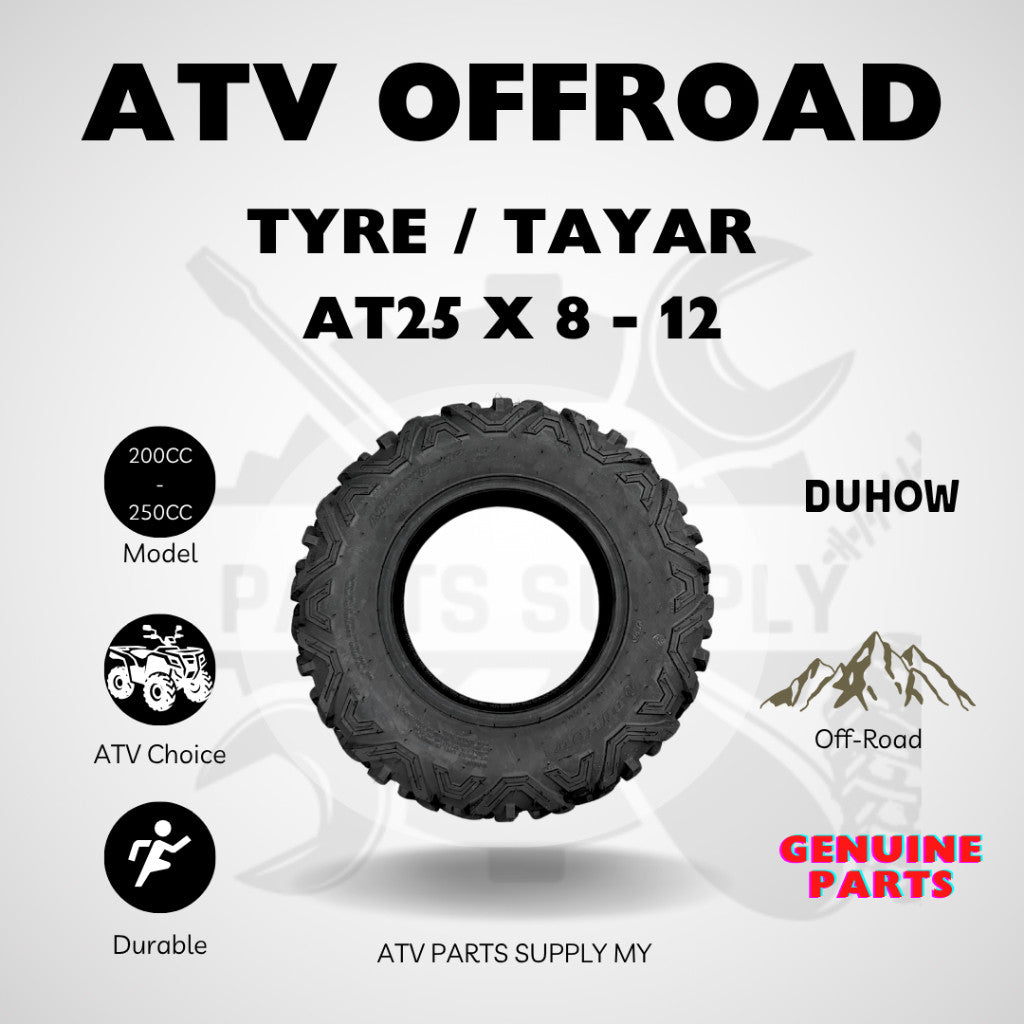 ATV & UTV 12 INCH TYRE / TAYAR for 250CC | Size AT25 x10 -12 & AT25 x8 -12 Ready Stock 📌
