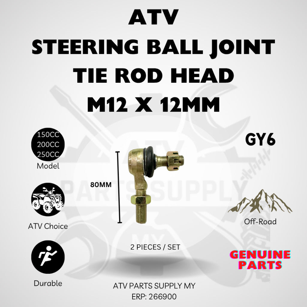 ATV M12 Steering Ball Joint | Tie Rod Head | M12x12MM for GY6 | 150CC | 200CC | 250CC | Ready Stock 📌