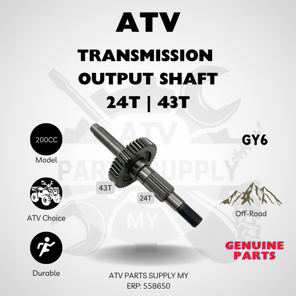 ATV Transmission Output Shaft (24T | 43T) for GY6 | LEM | BIG BULL | 200cc