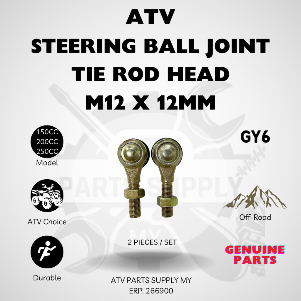 ATV M12 Steering Ball Joint | Tie Rod Head | M12x12MM for GY6 | 150CC | 200CC | 250CC | Ready Stock 📌