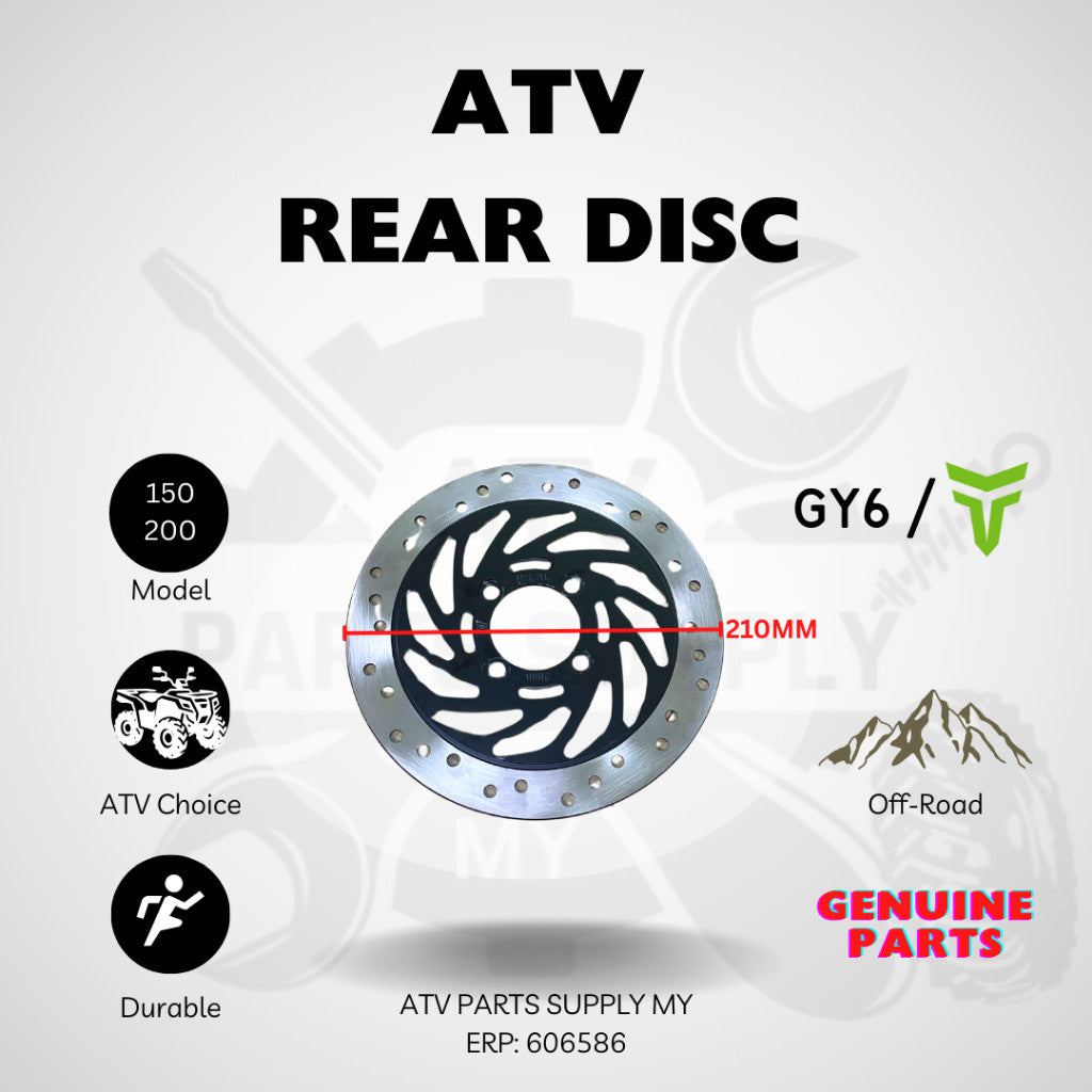 สินค้าพร้อมส่ง 📌จานเบรกหลัง ATV / จานดิสหลัง สำหรับ Tao Motor, GY6 ขนาด 210 มม.