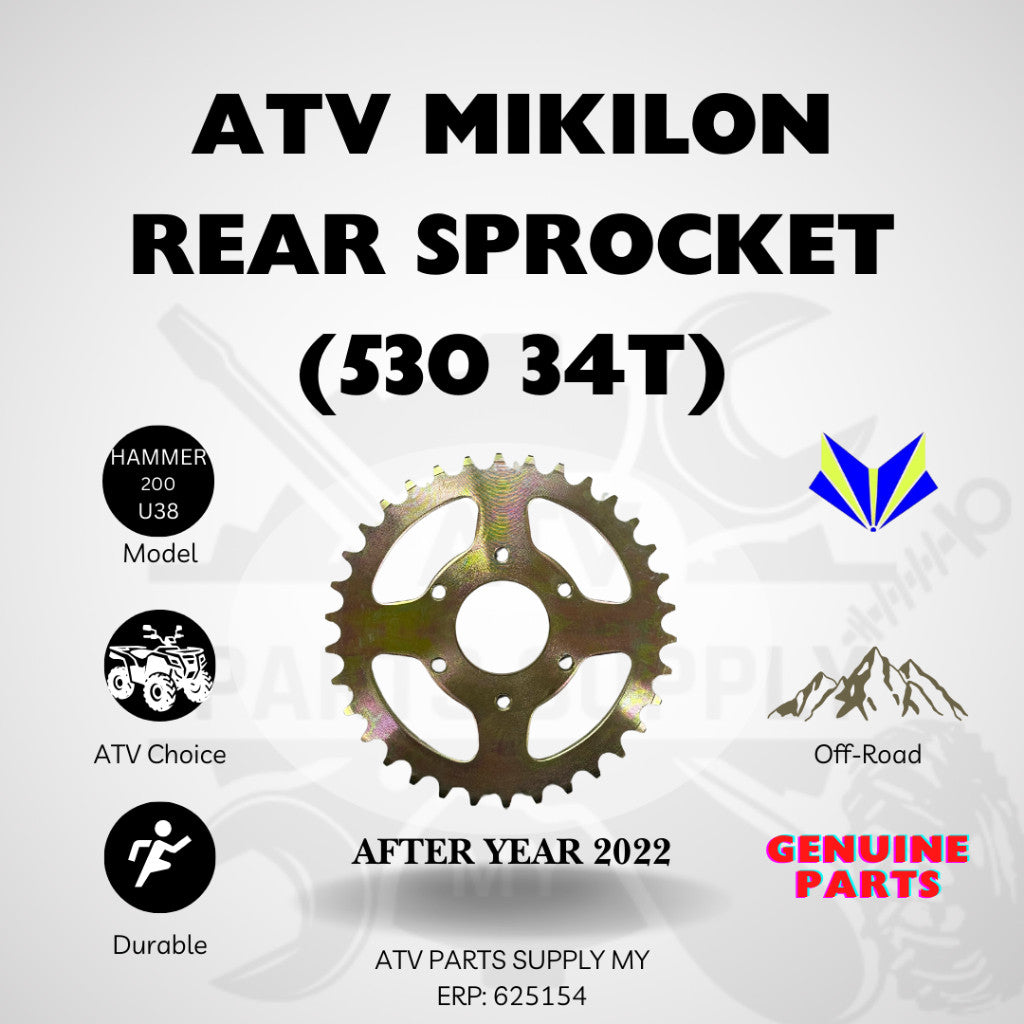 ATV Mikilon Hammer 200 U38 (NUOVO) | U68 | Pignone Anteriore, Corona Posteriore, Porta Corona, Catena 530 | Pronto Magazzino