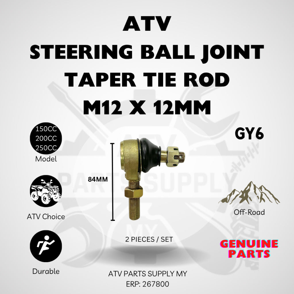 ATV M12 Taper Steering Ball Joint | Taper Tie Rod | M12X12MM | 1 Pair Set for GY6 | 150CC | 200CC | 250CC | Ready Stock