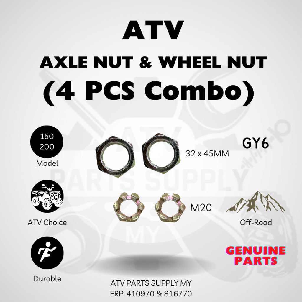ATV GY6 Heavy Duty Rear Axle 820MM / 34T | Rear Brake Disc Holder | Sprocket Holder | Wheel Hub | Wheel Nut Set