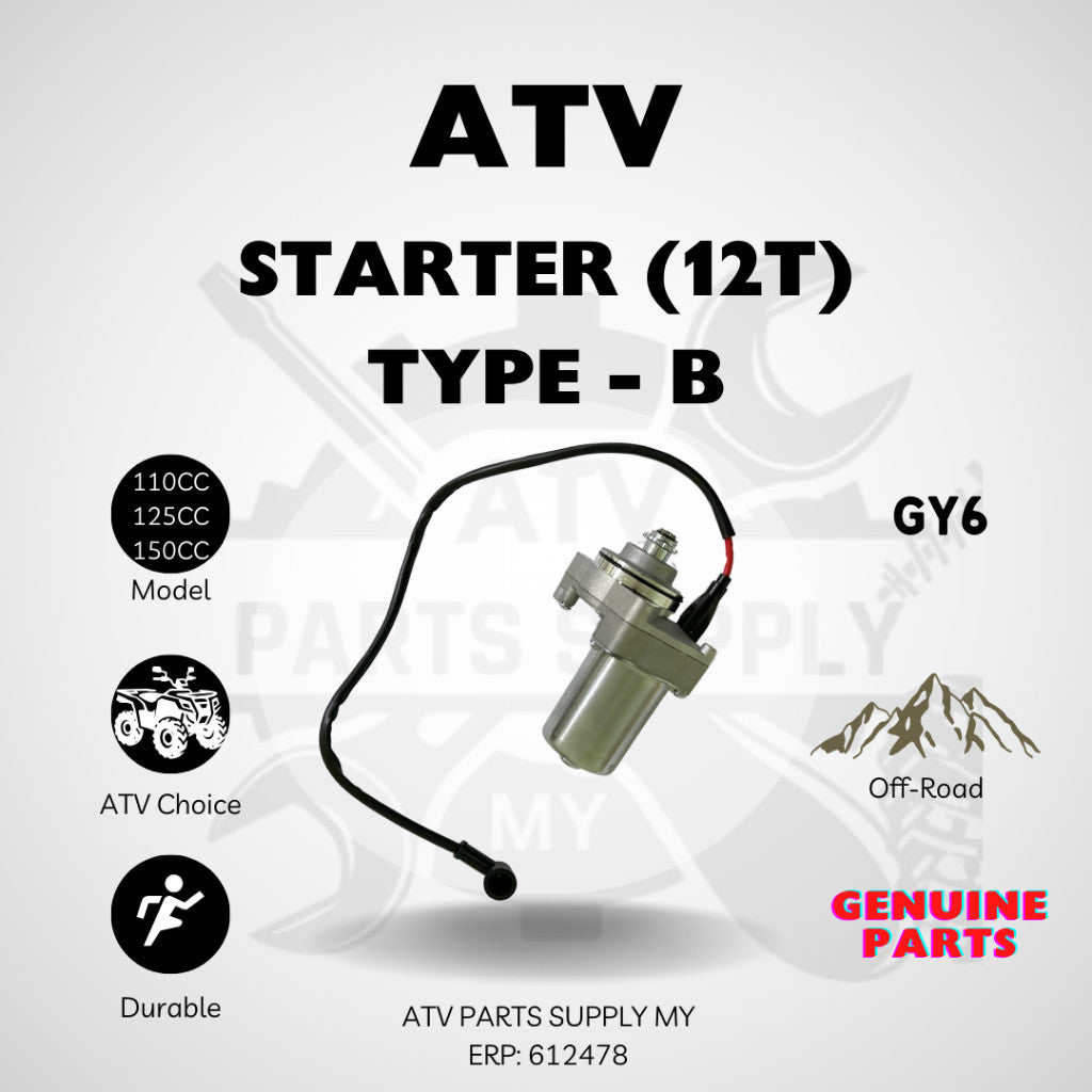 Avviamento ATV 125cc | 12T | Tipo B per GY6 | Small Bull | 110cc | 125cc | 150cc | Pronto Magazzino📌