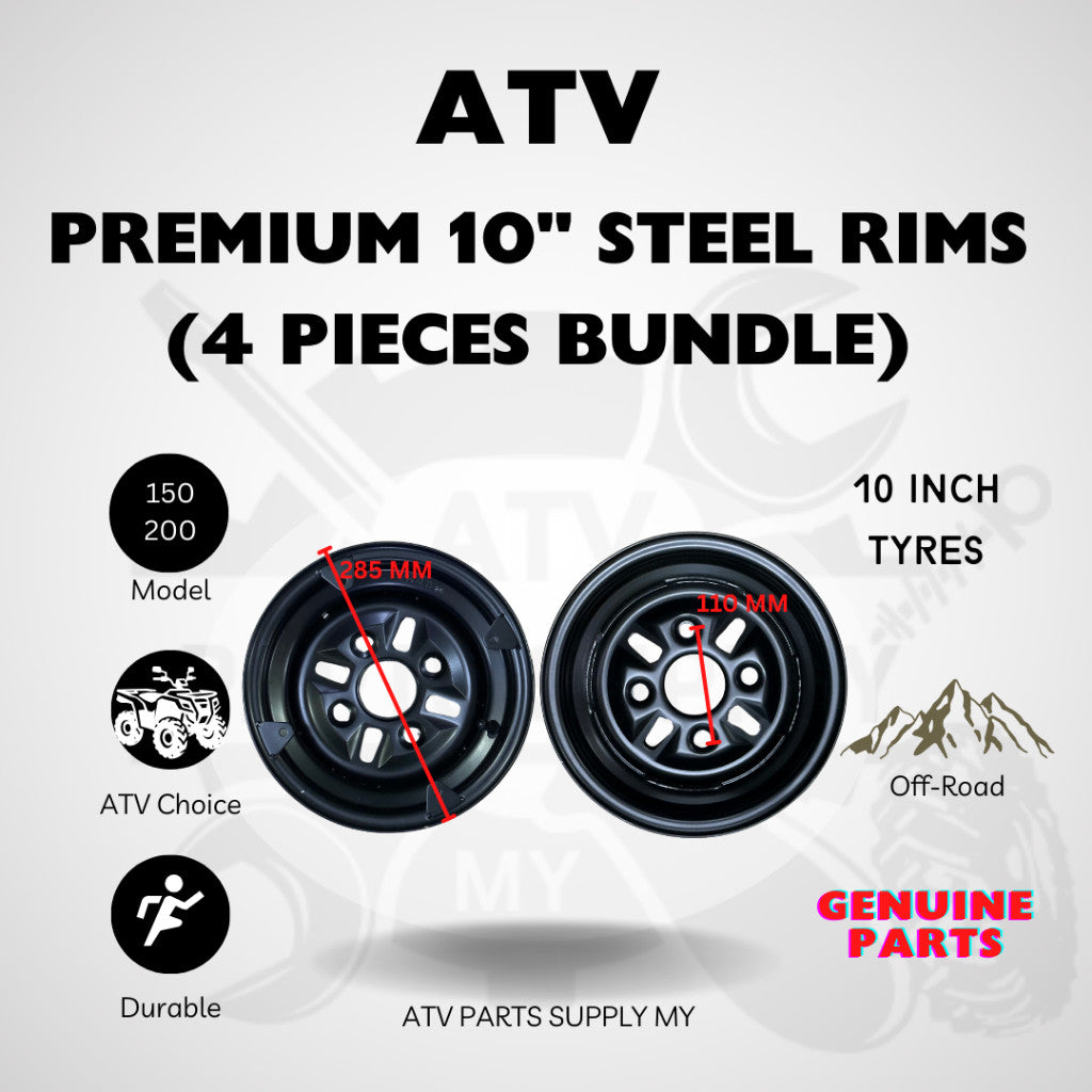 Cerchi in acciaio premium per ATV in pronta consegna per pneumatici da 10 pollici (1 set), GY6, MIKILON, TAO MOTOR, 150CC, 200CC