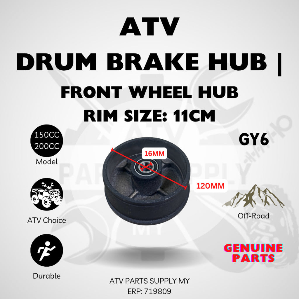 Mozzo ruota freno a tamburo ATV | Dimensione cerchio: 11 cm | 4 fori | GY6 | Big Bull | 150CC | 200CC
