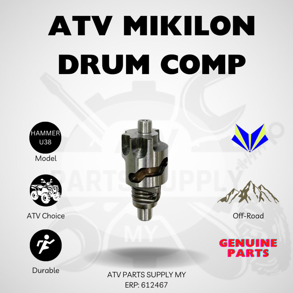 ATV Mikilon Hammer U38 | Albero retromarcia | Albero di uscita | Ingranaggio retromarcia | Albero di trasmissione | Tamburo | Forcella del cambio | Scatola del cambio