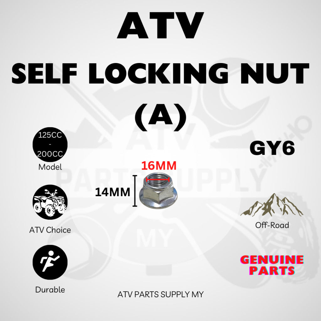 ATV Self Locking Nut | Anti Loose | M16 | M14 | M12 | M10 | M6 | Original ATV Parts | Lock Nut | Clutch Pulley Nut