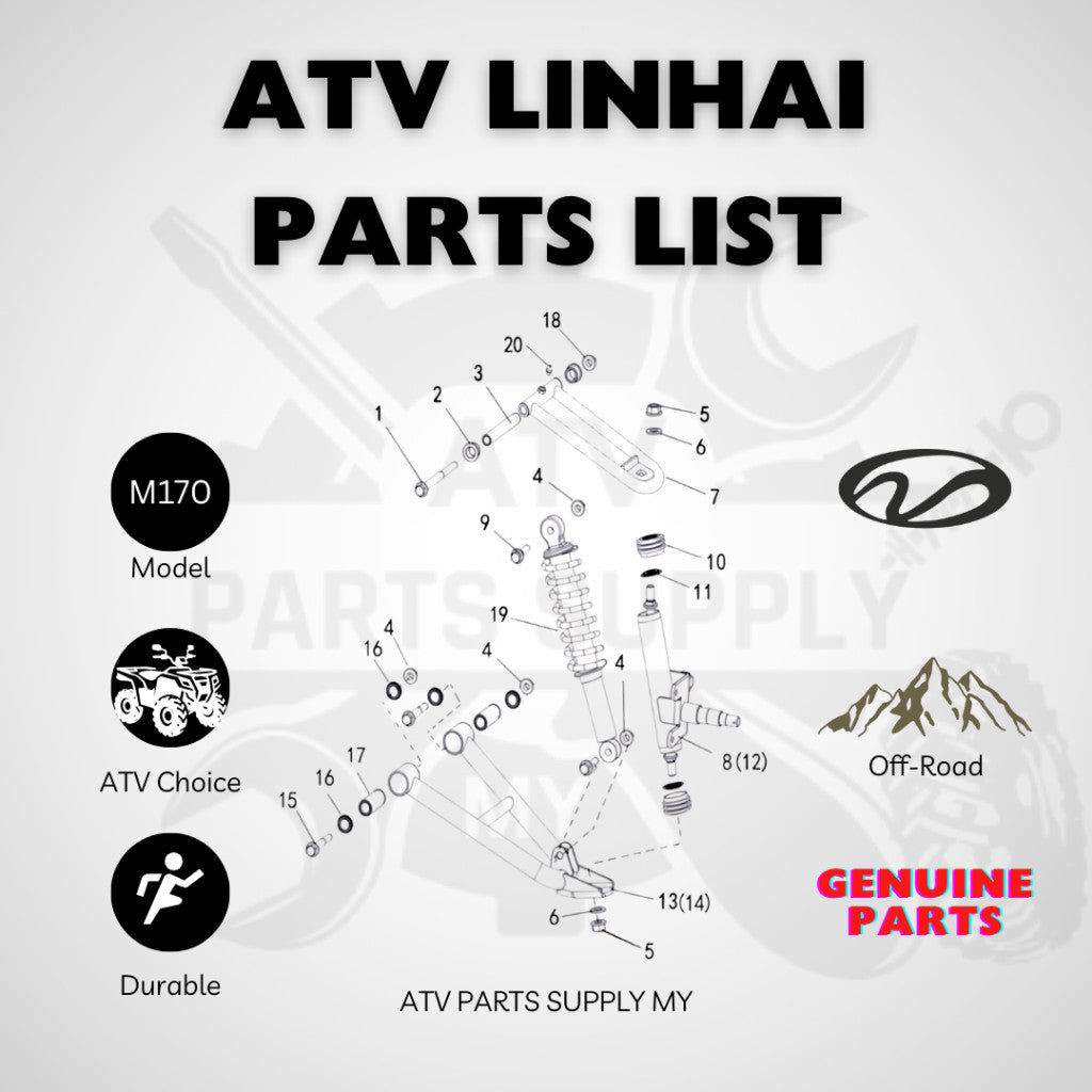 ATV Linhai M170 | ชุดบูชปีกนกหน้า | บูชปลอกเพลา | ยางกันฝุ่น | อะไหล่แท้ Linhai