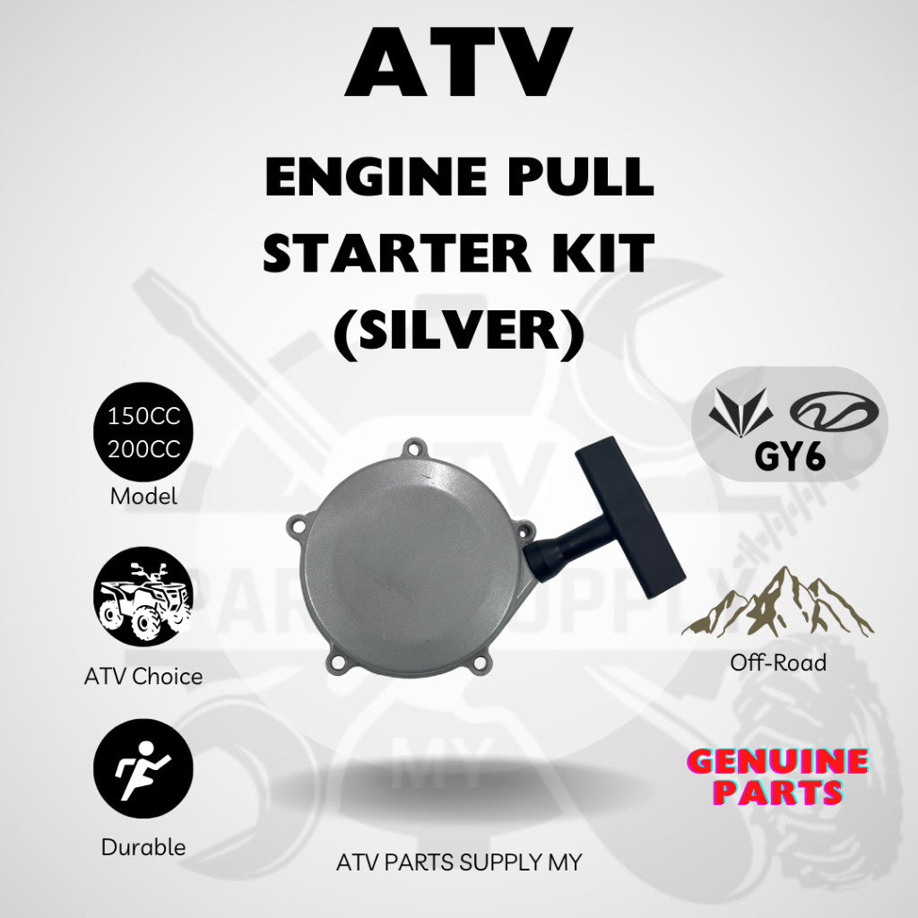 ATV GY6 Engine Pull Starter Kit (Silver) | 150CC | 200CC | Recoil Starter | Ready Stock