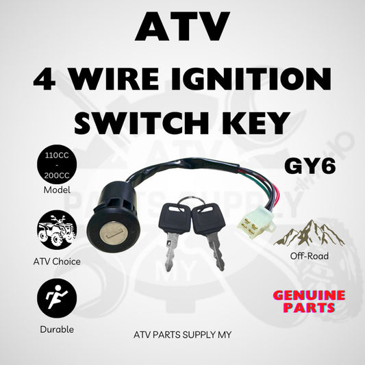 ATV Basic 4 Wire Ignition Switch Key | Key Switch | Universal | 110CC - 200CC | GY6 | LEM