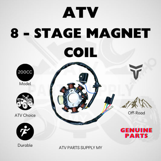 ATV 8 Stage Magnet Coil / Stator Coil Comp for GY6 | Tao Motor | 150CC | 200CC | Magneto Coil | Ready Stock