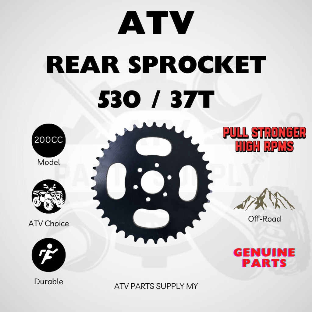 ATV Rear Sprocket 530 / 37T  for Mikilon Hammer 200 | U38 | GY6 | High Torque | Lower Top Speed