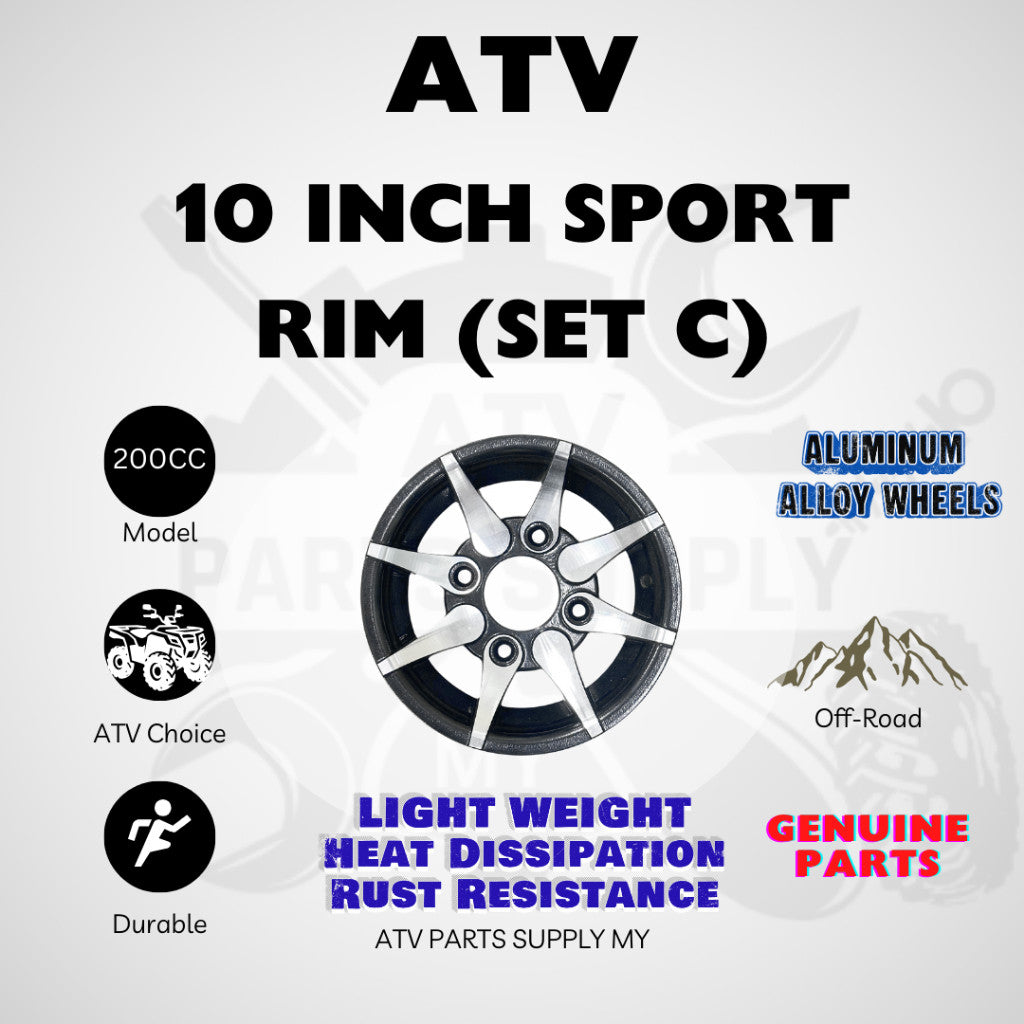 ATV 200CC 10 Inch Sport Rim Set | Aluminium Alloy Wheel | Light Weight | Mikilon | Linhai | Tao Motor | GY6