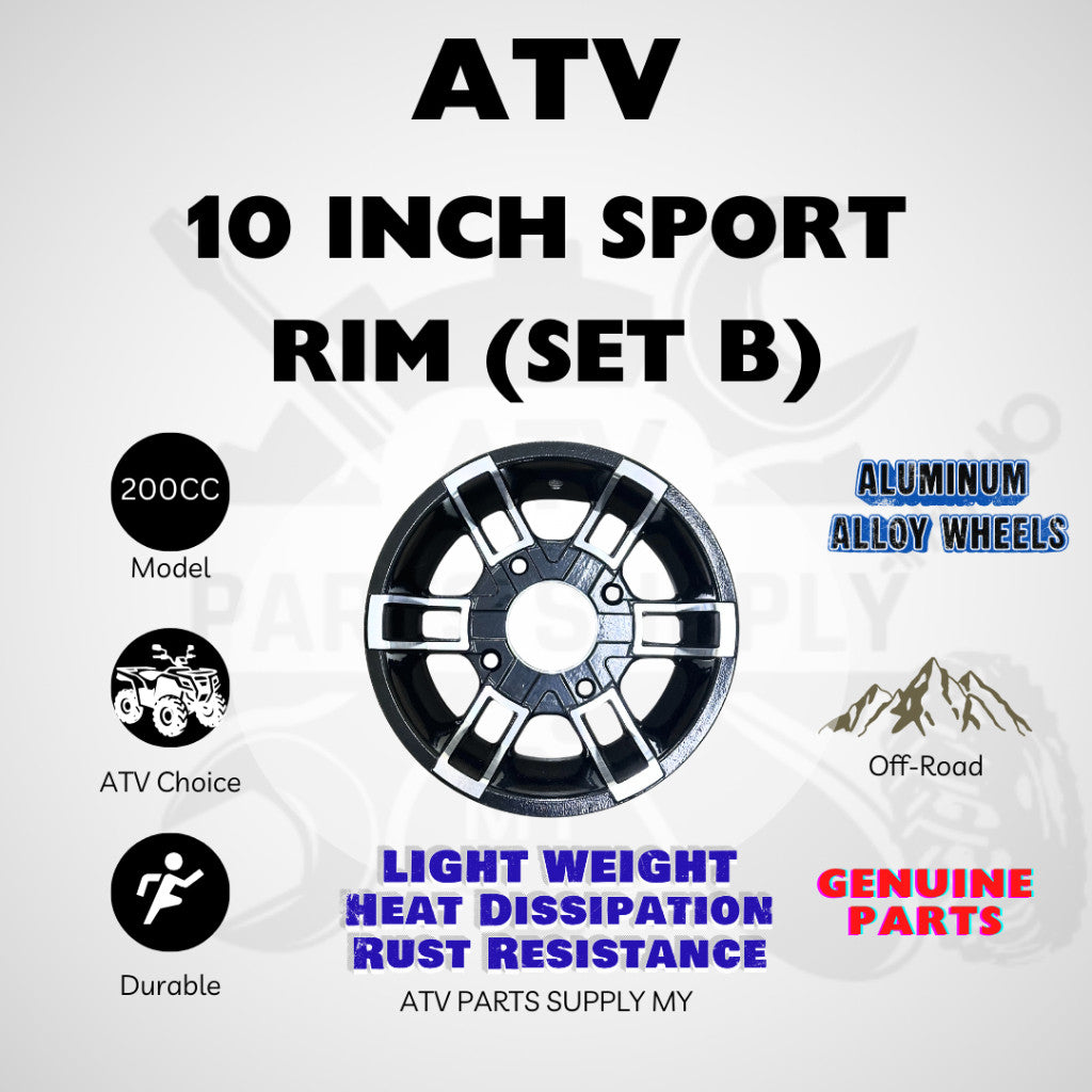 ATV 200CC 10 Inch Sport Rim Set | Aluminium Alloy Wheel | Light Weight | Mikilon | Linhai | Tao Motor | GY6