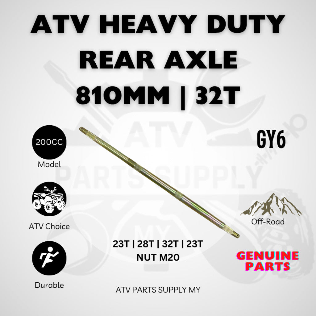 ATV GY6 810MM Heavy Duty Rear Axle Set | 32T | Rear Sprocket | Rear Brake Disc | Big Bull | LEM