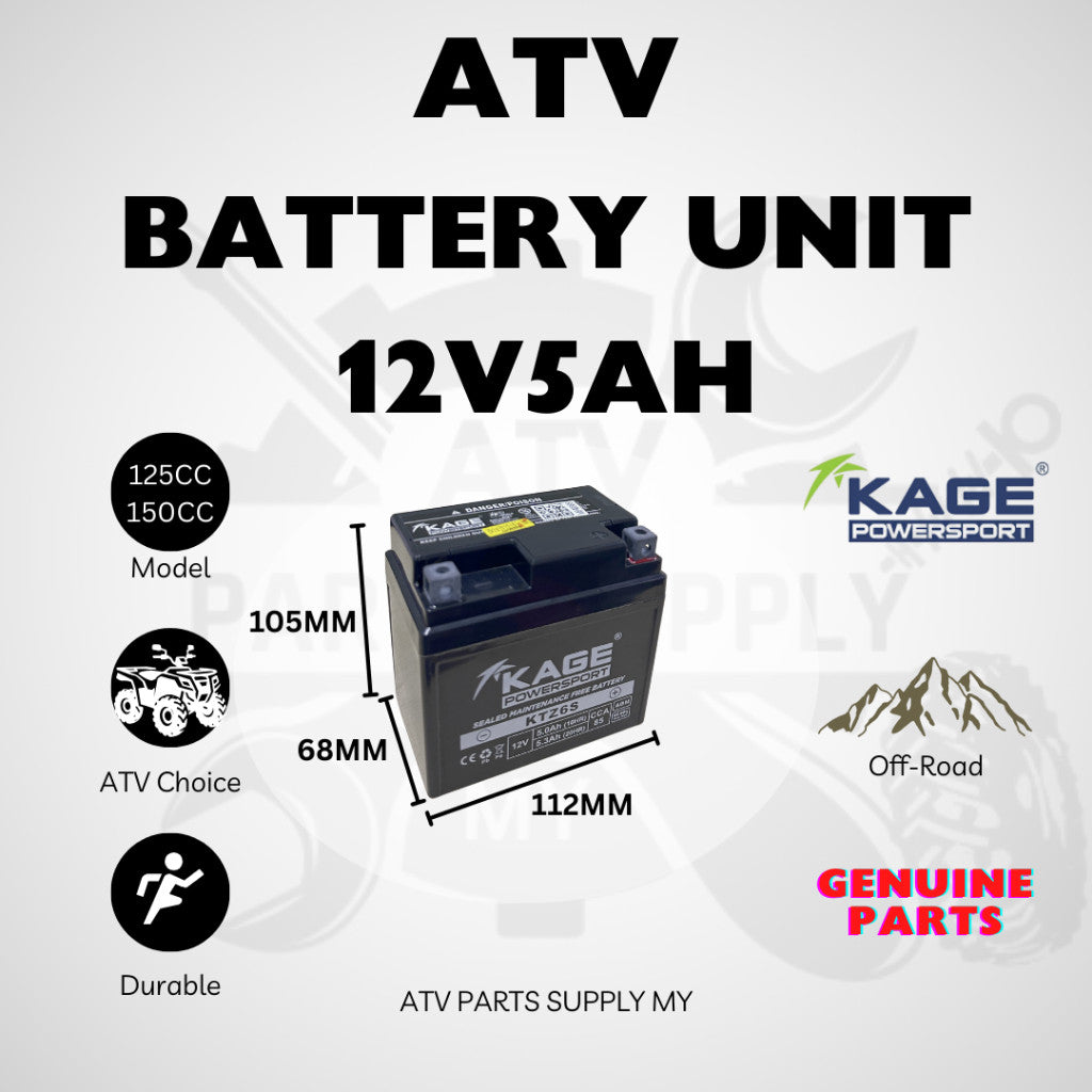 ATV Battery Unit | 12V5AH | Bateri | For 125CC | 150CC | GY6 | LEM | Kage Powersports