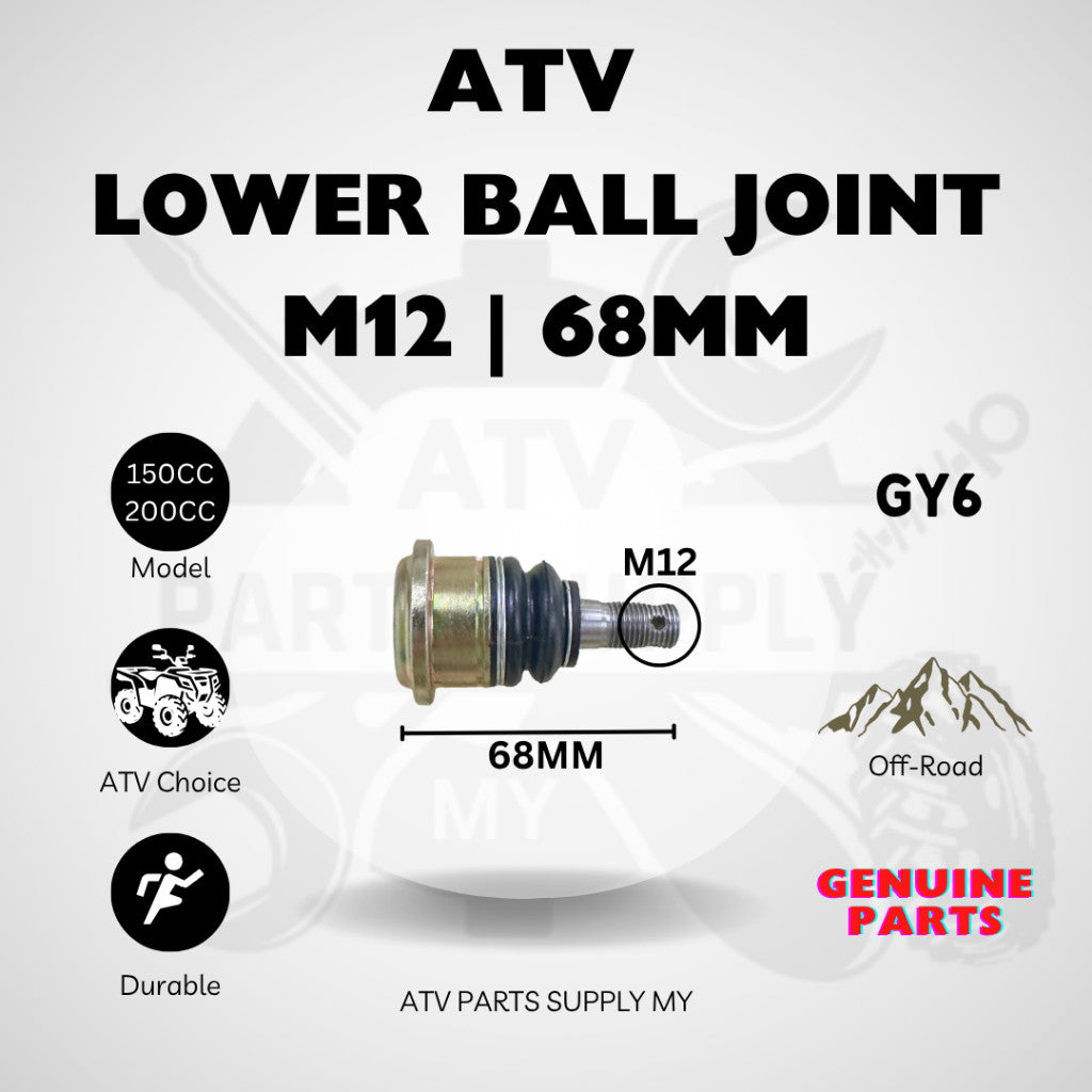 ATV Lower Arm Ball Joint M12 | 68MM | Tie Rod Head | GY6 | LEM | 150CC | 200CC