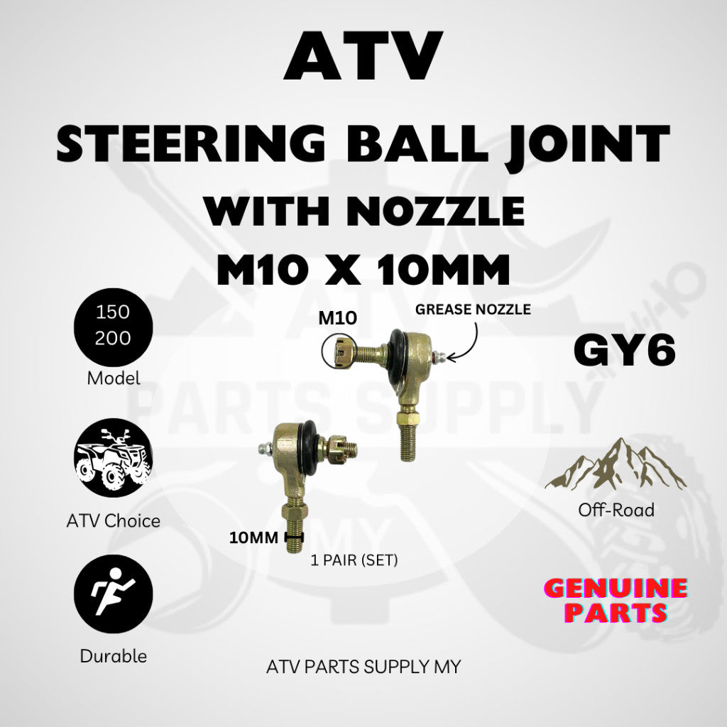 ATV M10 Steering Ball joint | 1 Pair | Tie Rod Head | M10x10mm | 200CC | High Quality