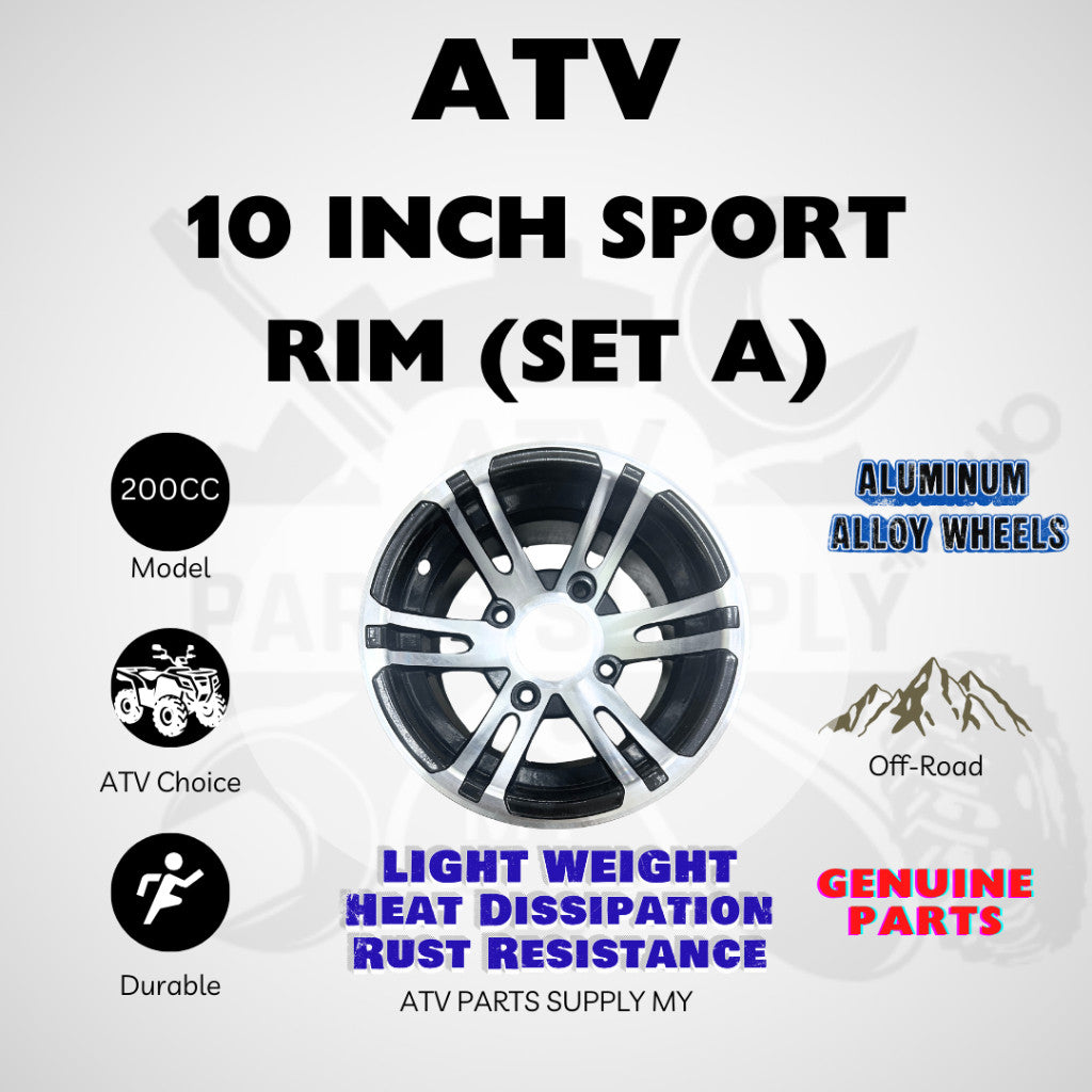 ATV 200CC 10 Inch Sport Rim Set | Aluminium Alloy Wheel | Light Weight | Mikilon | Linhai | Tao Motor | GY6